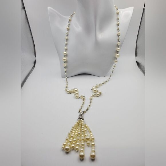 Bridal tassel pearl elegant necklace N0314 - Picture 1 of 3